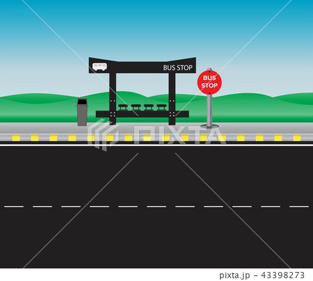 Bus Stop And Station With Roadのイラスト素材
