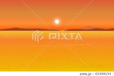 朝日や夕日と海のイラスト素材 43399154 Pixta