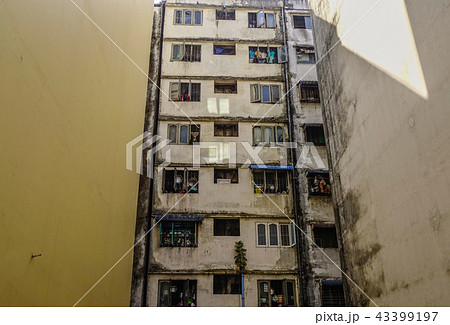 Old apartments in Yangon, Myanmar Old apartments in Yangon, Myanmar 43399197