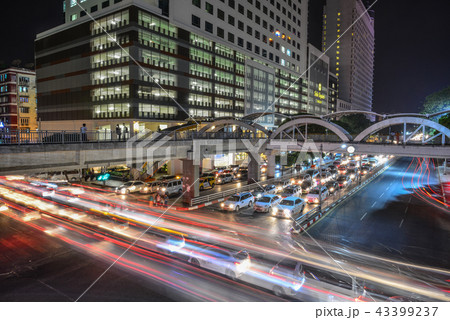 Night street of Yangon, Myanmar 43399237
