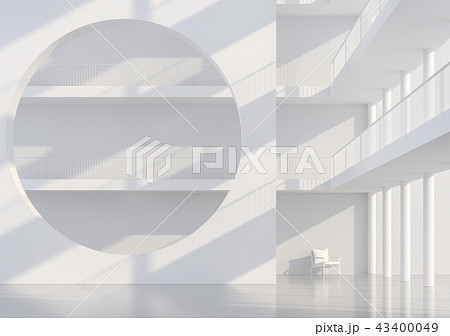 Empty white hall modern space interior 3d render 43400049