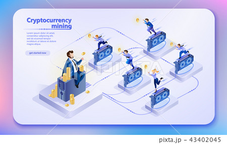 Cryptocurrency Mining. Vector Illustration. 43402045