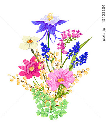 Bouquet of spring flowers. Colorful realistic vector illustration Bouquet of spring flowers. Colorful realistic vector illustration 43403104