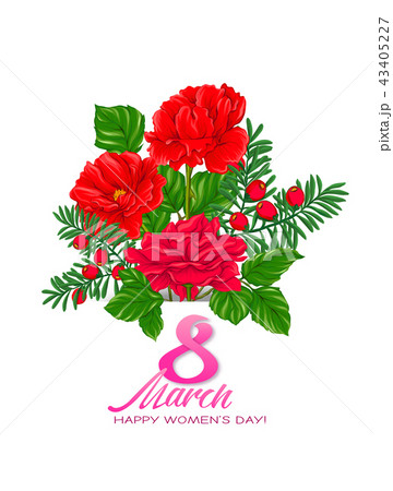 Bouquet of spring flowers for 8 March. Colorful realistic vector illustration 43405227