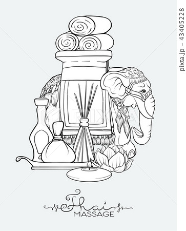 A set of items for Thai massage. Stock vector illustration. A set of items for Thai massage. Stock vector illustration. 43405228