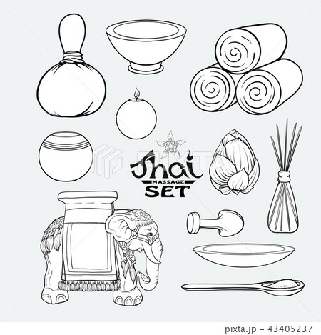 A set of items for Thai massage. Stock vector illustration. A set of items for Thai massage. Stock vector illustration. 43405237