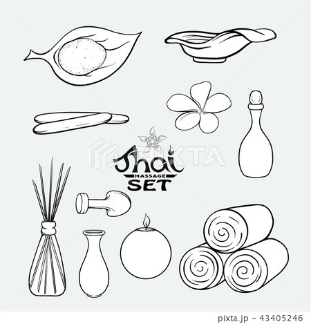 A set of items for Thai massage. Stock vector illustration. A set of items for Thai massage. Stock vector illustration. 43405246