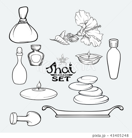 A set of items for Thai massage. Stock vector illustration. A set of items for Thai massage. Stock vector illustration. 43405248