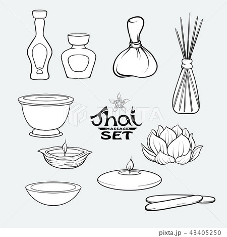 A set of items for Thai massage. Stock vector illustration. A set of items for Thai massage. Stock vector illustration. 43405250