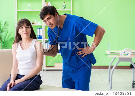 Female patient visiting male doctor in medical concept Female patient visiting male doctor in medical concept 43405251