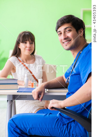 Female patient visiting male doctor in medical concept  43405393