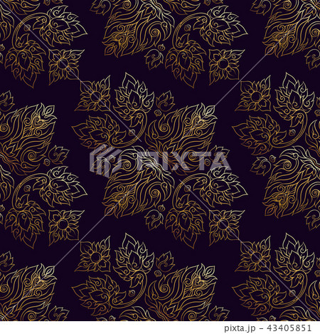 Seamless pattern, background of gold decorative elements of trad 43405851