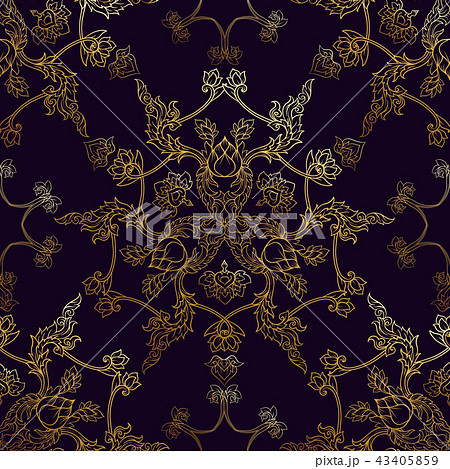 Seamless pattern, background of gold decorative elements of trad 43405859