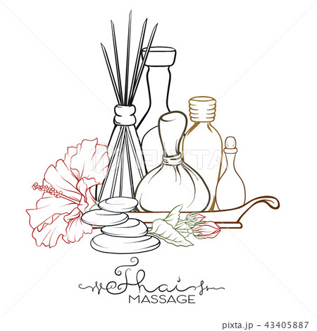A set of items for Thai massage. Stock vector illustration. A set of items for Thai massage. Stock vector illustration. 43405887