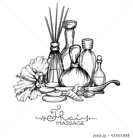 A set of items for Thai massage. Stock vector illustration. A set of items for Thai massage. Stock vector illustration. 43405888