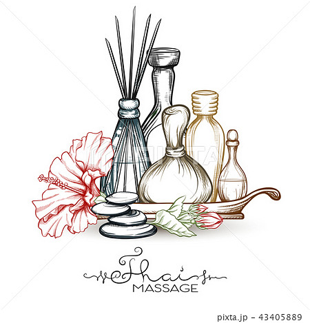 A set of items for Thai massage. Stock vector illustration. A set of items for Thai massage. Stock vector illustration. 43405889