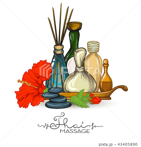 A set of items for Thai massage. Stock vector illustration. A set of items for Thai massage. Stock vector illustration. 43405890