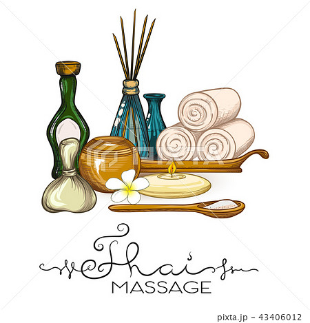 A set of items for Thai massage. Stock vector illustration. A set of items for Thai massage. Stock vector illustration. 43406012