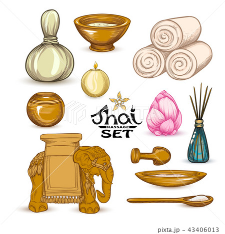 A set of items for Thai massage. Stock vector illustration. A set of items for Thai massage. Stock vector illustration. 43406013