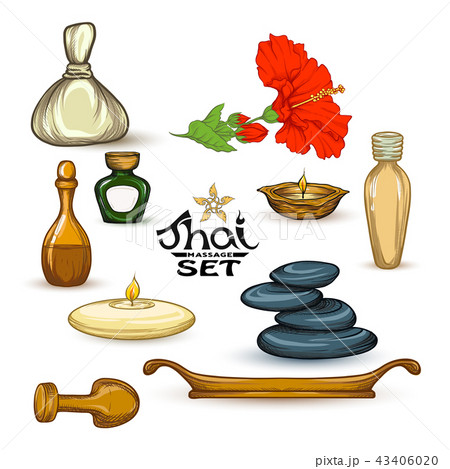 A set of items for Thai massage. Stock vector illustration. A set of items for Thai massage. Stock vector illustration. 43406020