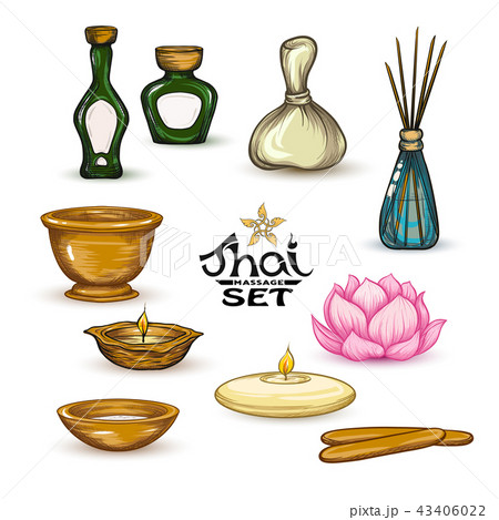 A set of items for Thai massage. Stock vector illustration. A set of items for Thai massage. Stock vector illustration. 43406022