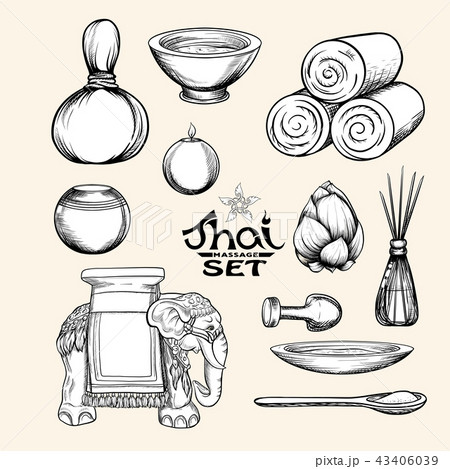 A set of items for Thai massage. Stock vector illustration. A set of items for Thai massage. Stock vector illustration. 43406039