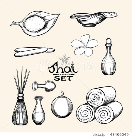 A set of items for Thai massage. Stock vector illustration. A set of items for Thai massage. Stock vector illustration. 43406049