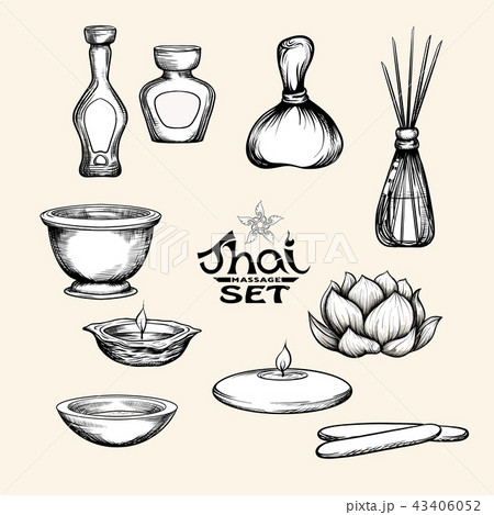 A set of items for Thai massage. Stock vector illustration. A set of items for Thai massage. Stock vector illustration. 43406052