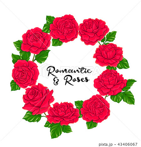 Card, label, banner with red roses and space for text isolated o Card, label, banner with red roses and space for text isolated o 43406067