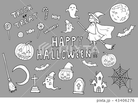 ハロウィンのイラストセット（白） 43406276