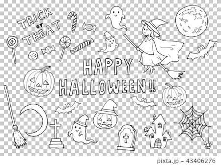 ハロウィンのイラストセット（白） 43406276