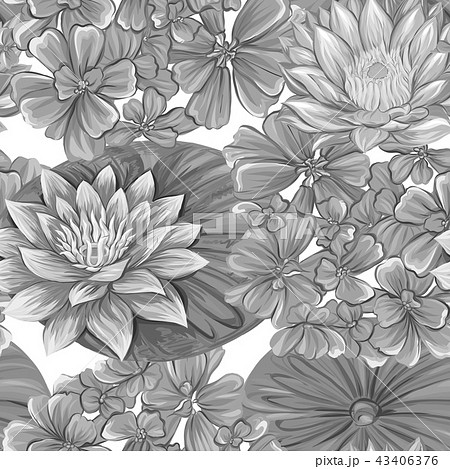Vector seamless pattern, background with tropical plants  43406376