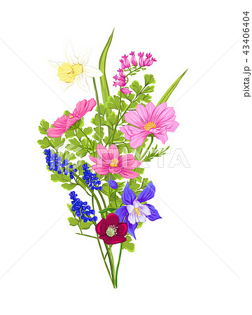 Bouquet of spring flowers. Colorful realistic vector illustration 43406404