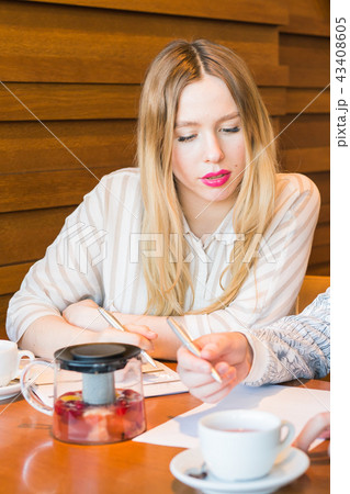 freelance working in coffee house happiness and smiling face 43408605