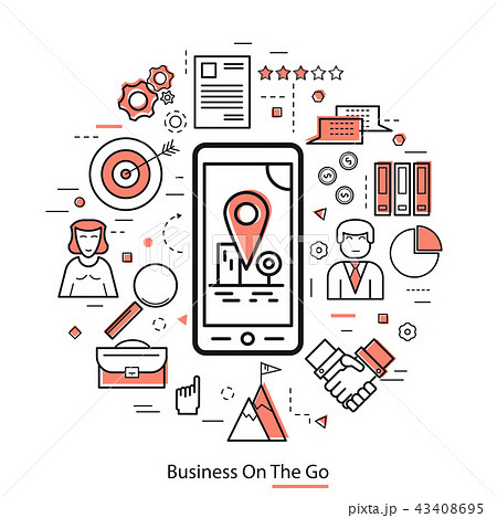 Business On The Go - Red LineArt Business On The Go - Red LineArt 43408695