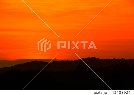 sunset beautiful and silhouette mountain tree  sunset beautiful and silhouette mountain tree  43408924