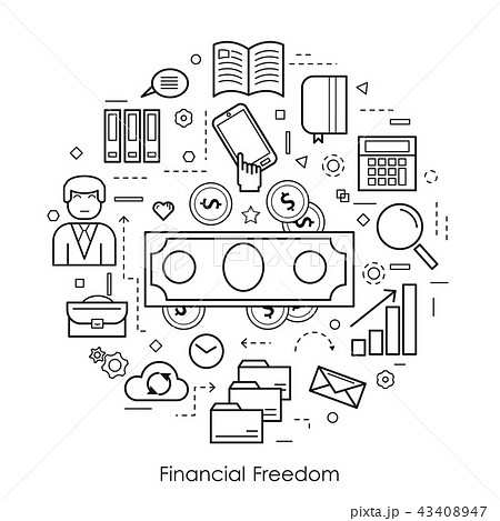 Financial Freedom - Round black and white Concept Financial Freedom - Round black and white Concept 43408947