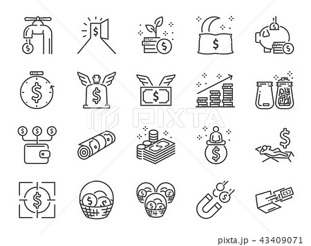Passive income line icon set Passive income line icon set 43409071