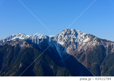 南アルプス・北岳と間ノ岳　南アルプス鳳凰三山からの眺め 43411794
