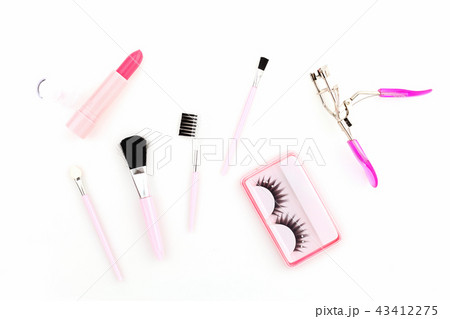 Cosmetics set for women on white background 43412275
