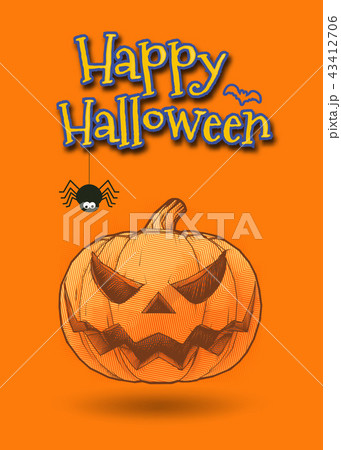 Jack pumpkin and spider halloween illustration 43412706