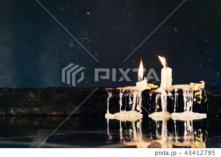 Candle burned wooden table and the Star of David, Candle burned wooden table and the Star of David, 43412795