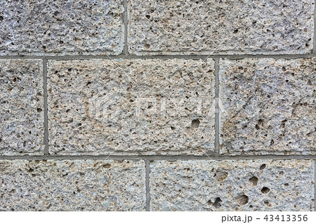 大谷石のブロック塀の写真素材