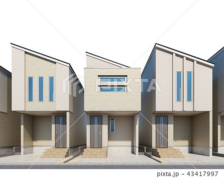 都市型二階建て住宅　白背景 43417997
