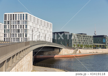 Modern office buildings along Spree river, Germany Modern office buildings along Spree river, Germany 43419118