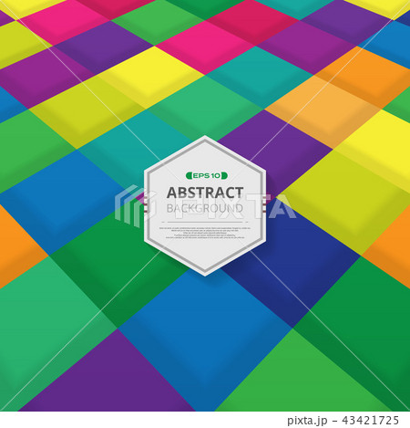 Perspective of colorful square pattern with shadow Perspective of colorful square pattern with shadow 43421725