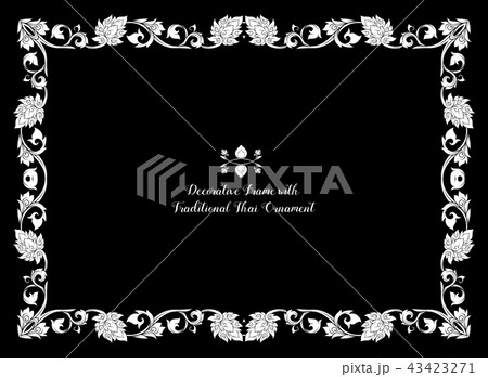 Frame with decorative elements of traditional Thai ornament. Frame with decorative elements of traditional Thai ornament. 43423271