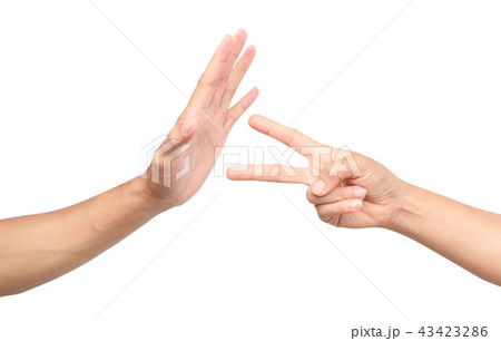 Rock paper scissors hand isolated white background 43423286