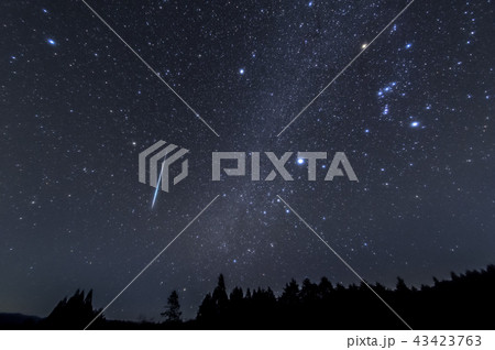 双子座流星群の流れ星とオリオン座 阿智村 2017年 43423763