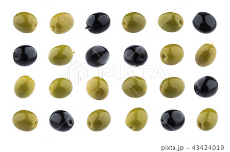 Black and green olives isolated on white background Black and green olives isolated on white background 43424019